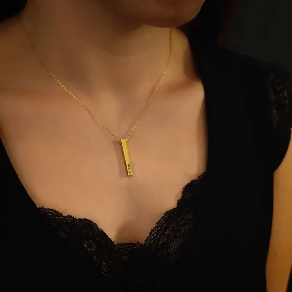 Collar de Plata Lingote Personalizable chapado en oro