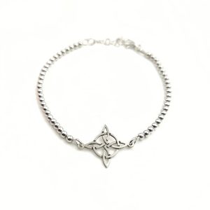 Pulsera Bolas de Plata con Nudo de Bruja