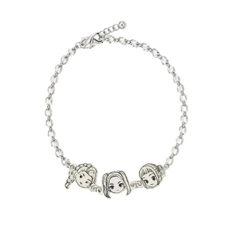 Pulsera k-pop 3 personajes plata 925